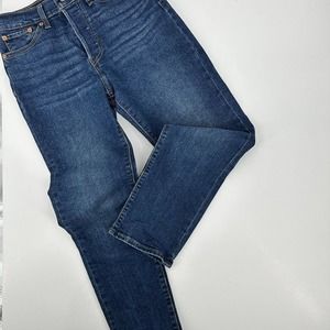 Levi’s Wedgie Straight Jeans Denim Button Fly Stretch Dark Wash Size 29